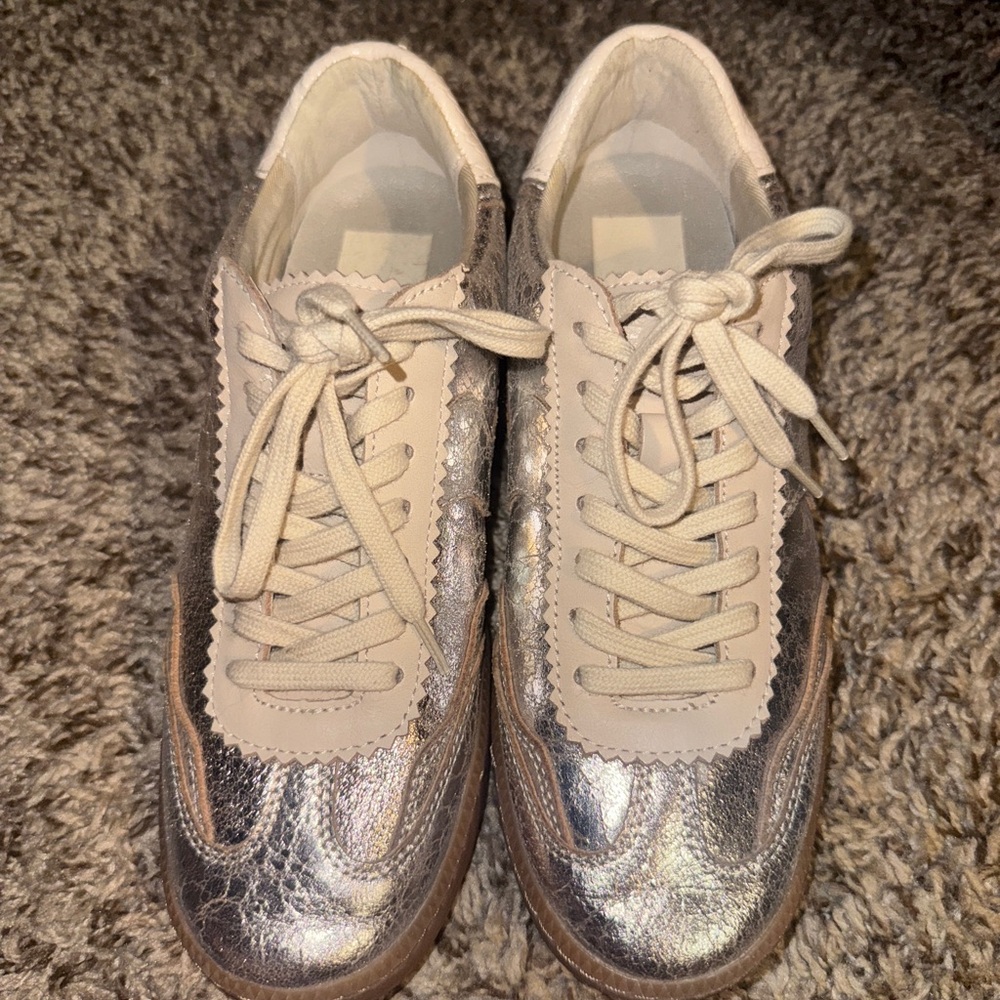 Dolce Vita Silver and Cream Women's Sneakers